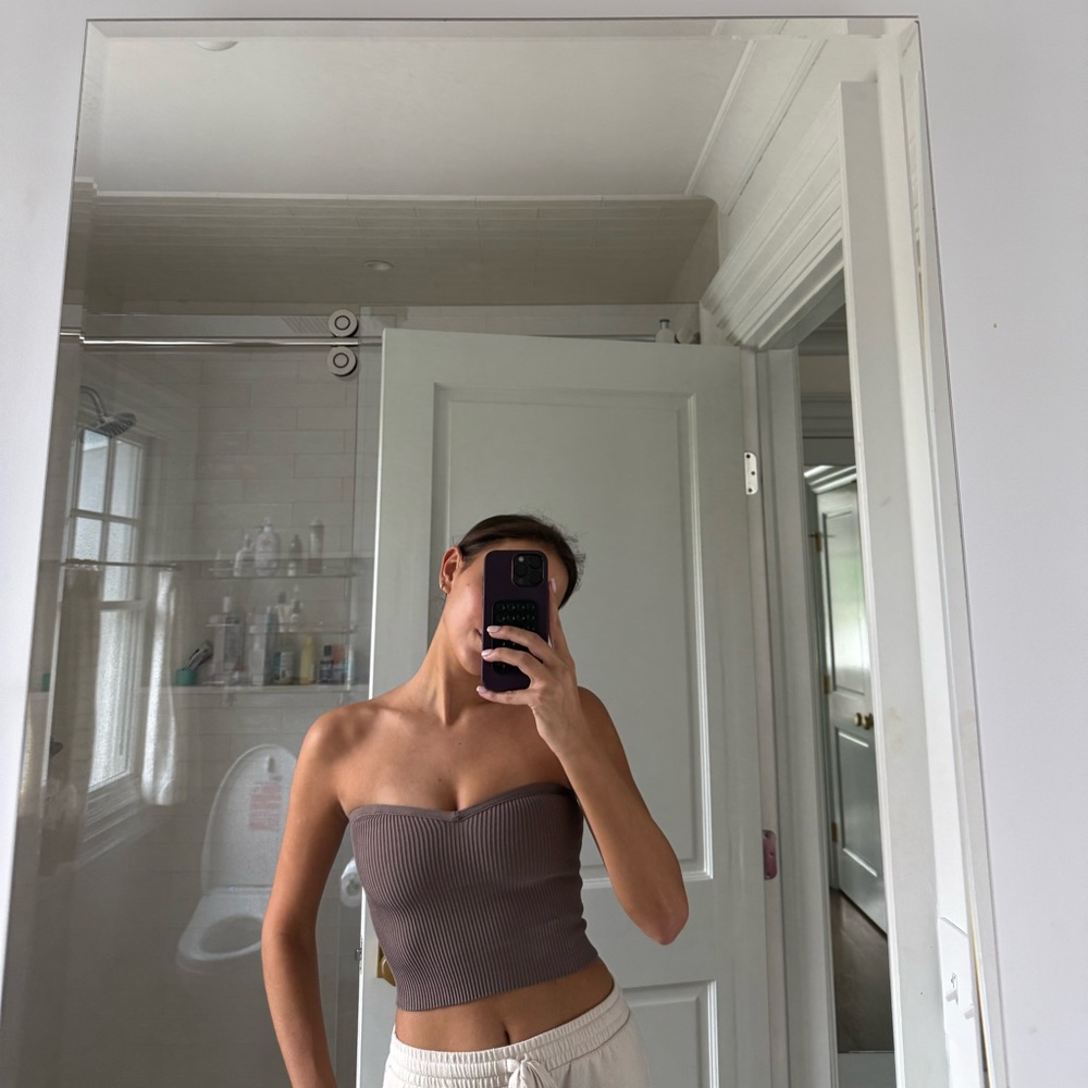 Babaton Taupe Strapless Top